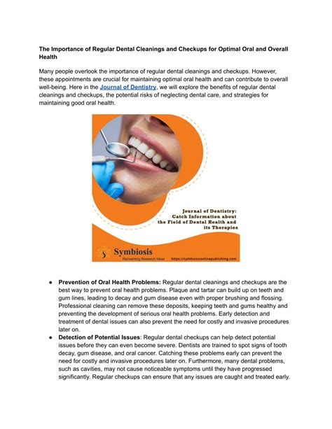 PPT The Importance Of Regular Dental Cleanings And Checkups For Optimal Oral And Overall