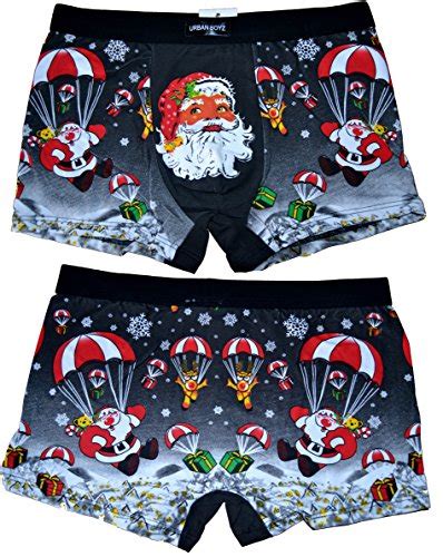 mens christmas boxer shorts festive xmas trunks underwear santa novelty brief medium black