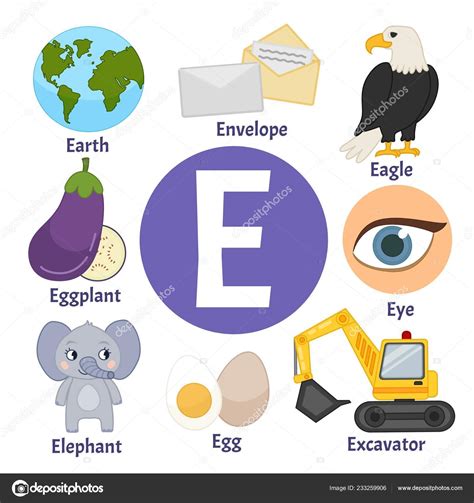 The letter e words and pictures printable cards can be used for flashcards, various games, and help your student associate unfamiliar words with a picture. Vector Cute Kids Animal Alphabet Letter Set Cute Cartoon Illustrations ...