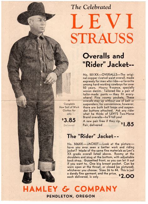 Levi Strauss Brochure Front 1930s Levis Vintage Clothing Vintage