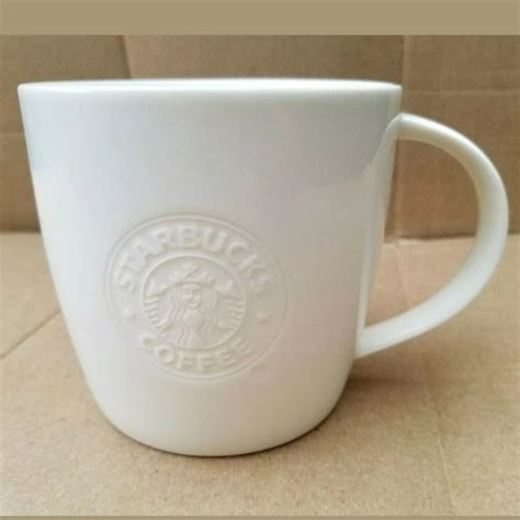 Home And Garden Starbucks 16 Oz White Ceramic Coffee Mug Embossed Siren