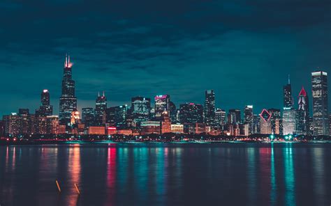 Chicago Wallpaper 4k Night City Lights Cityscape