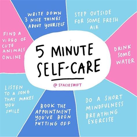 Do you have healthy ways to process your emotions? 5 Minute Self-Care! Ideas and graphic via @stacieswift ...