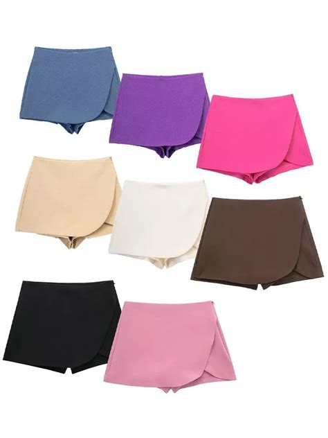 willshela women fashion solid side zipper skirts shorts vintage high waist female chic lady