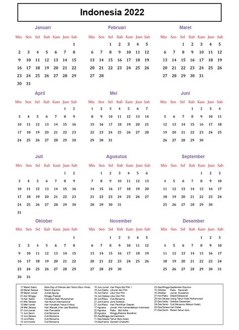 Printable Indonesia 2023 Calendar With Holidays Pdf