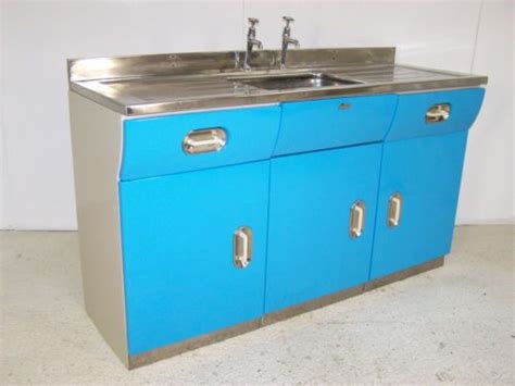 Vintage Retro English Rose Metal Kitchen Sink Unit Cabinet Cupboard