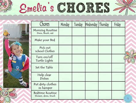 Free Printable Picture Chore Charts For Kids