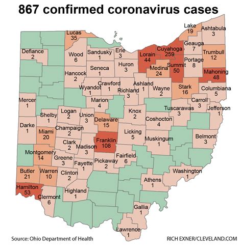 Mapping Ohios 867 Coronavirus Cases Plus Daily Trends