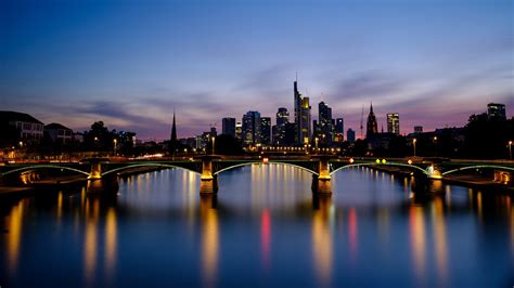 Fondos De Pantalla Puente Alemania Frankfurt Noche Luces