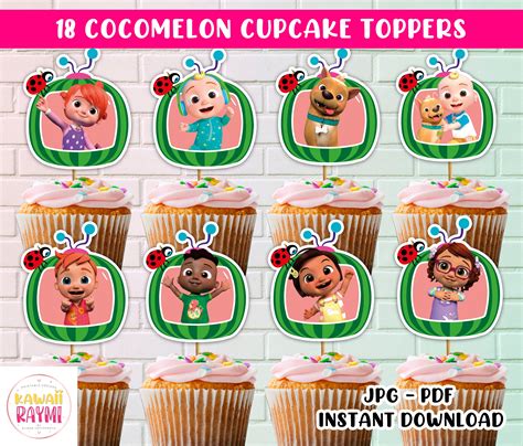 Toppers Para Cupcakes Cocomelon Instantaneos Kawaii Raymi