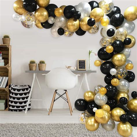 Buy Gold And Black Balloons Arch Aivatoba Balloon Garland Kit Black Gold White Birthday Party