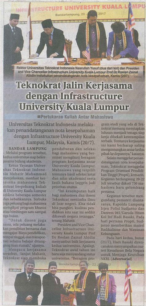 Graf , carta dan rajah unit 5: Teknokrat Jalin Kerjasama dengan Infrastruktur University ...