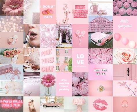 Dreamy Pink Wall Collage Kit Diy Photo Collage Kit Light Etsy
