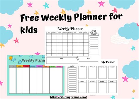 Printable Children S Weekly Planner Template Printable Templates