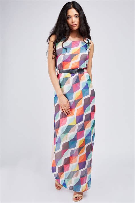 Multi Colour Geo Print Maxi Dress Just 7