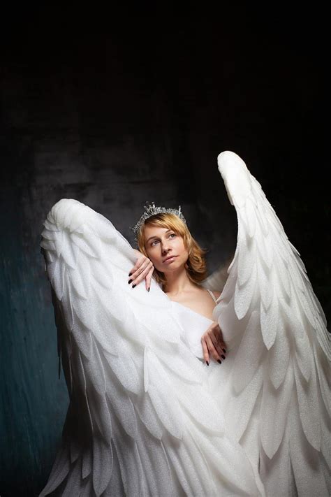 Woman Angel Princess Queen Tiara Crown Wings Feathers Diadem
