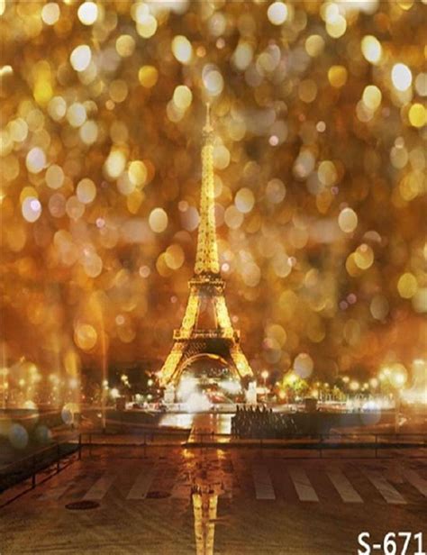 Gold Eiffel Tower Bokeh Paris Photography Backgrounds Vinyl Cloth High