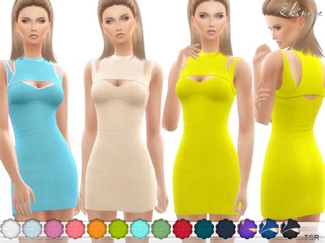 Ribbed Cut Out Bodycon Dress By Ekinege At Tsr Sims 4 Updates