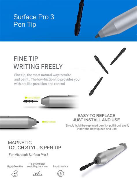 Surface Pro 3 Pen Tip 3pcs Replacement Tips Refill For Microsoft