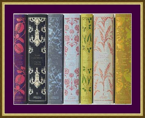 Classic Book Spines Counted Cross Stitch Pattern By Purplestitching