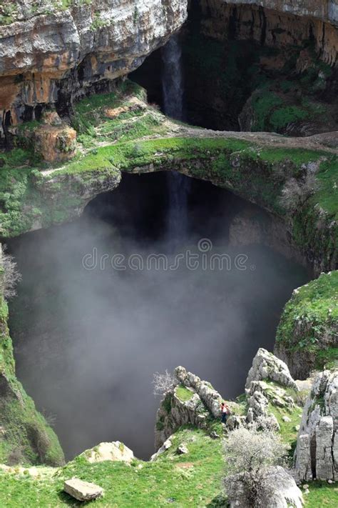 Baatara Sinkhole And Waterfall Lebanon Stock Image Image Of