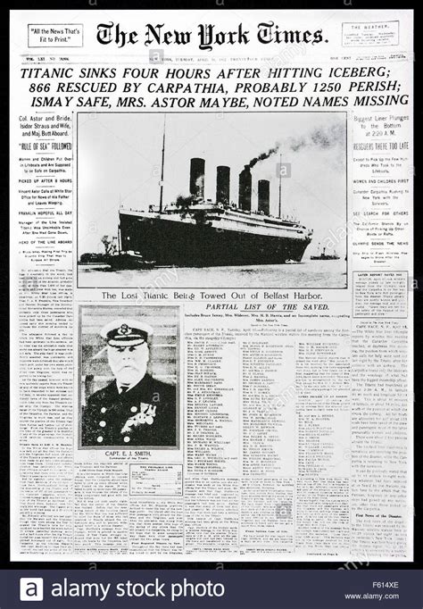 The new york times (nyt or ny times) is an american daily newspaper based in new york city with a worldwide readership. 1912 Front Page News Of The New York Times Reporting The ...