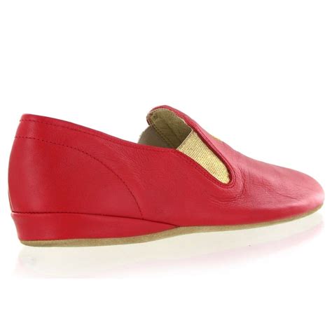 Marta Jonsson Leather Slippers 9002l Womens Red Slippers Free Returns At Uk