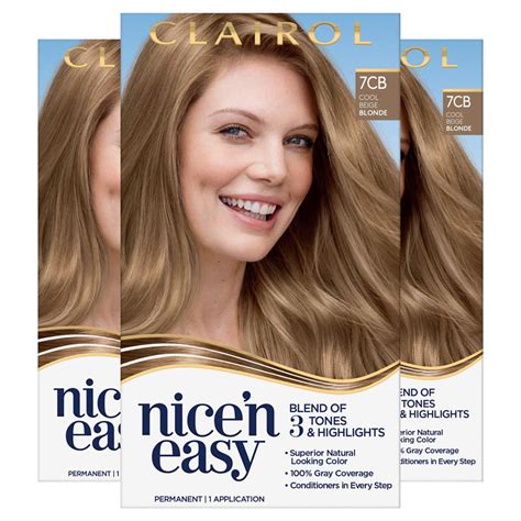 Buy Clairol Nicen Easy Permanent Hair Dye 7cb Cool Beige Blonde Hair Color Pack Of 3 Online