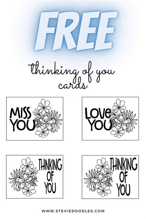 THINKING OF YOU - 7 Pages of Cards To Print And Color — Stevie Doodles