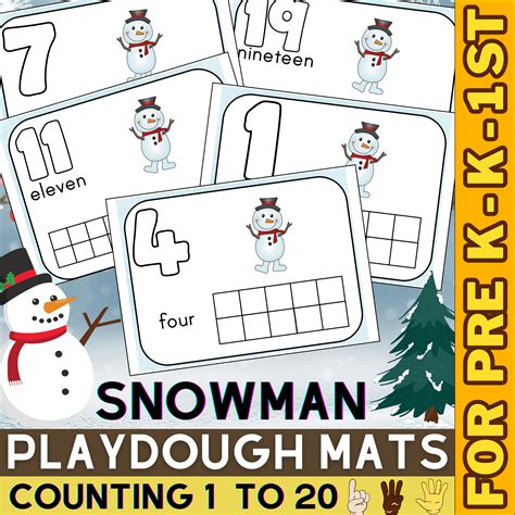 Snowman Counting To 20 Playdough Mats Numbers 1 To 20 Winter