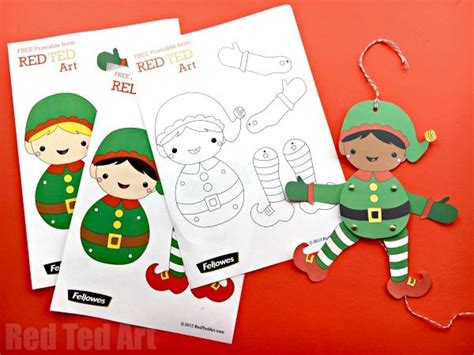 Easy Christmas Elf Paper Puppet With Templates Red Ted Art Kids Crafts