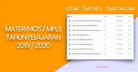 Jul 11, 2021 · jadwal pelajaran sd k13 2021/2022 kelas 1 2 3 4 5 6 , download jadwal pelajaran tematik sd/mi revisi terbaru, jadwal pembelajaran sd kurikulum 2013 excel. 8 Contoh Materi MOS/MPLS untuk SD, SMP, SMA Terbaru - Katulis