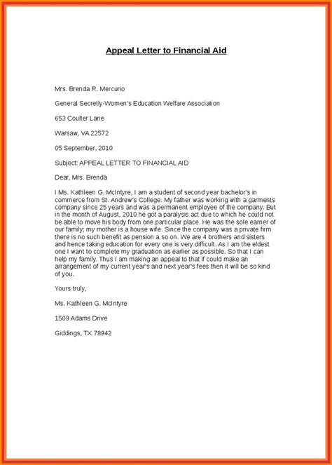 Writing A Successful Financial Aid Appeal Letter Besttemplates234
