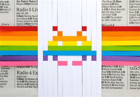 Diy Space Invaders Pixelated Paper Art Bit Rebels