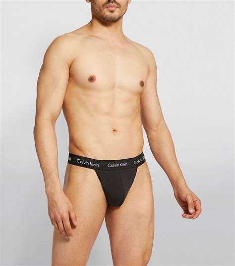 Mens Calvin Klein Black Stretch Cotton Thong Briefs Pack Of Harrods CountryCode