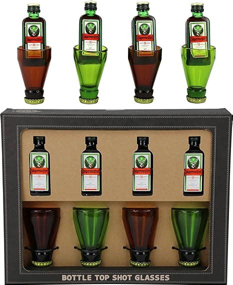 Kimm And Miller Jagermeister Shot Glass Alcohol T Set 4 Bottle Top Shot Glasses With 4 Jager