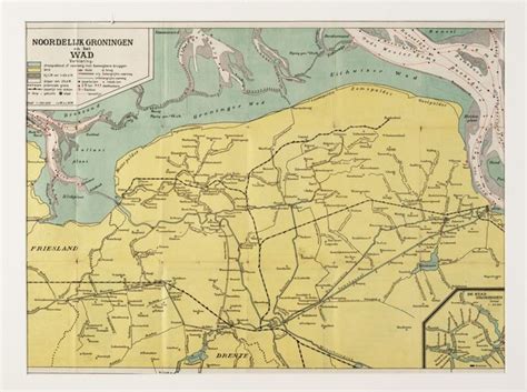 De waddenzee, een afwisselend gebied, geen dag is dezelfde. Zeekaart van de Waddenzee en waterkaart van noordelijk ...