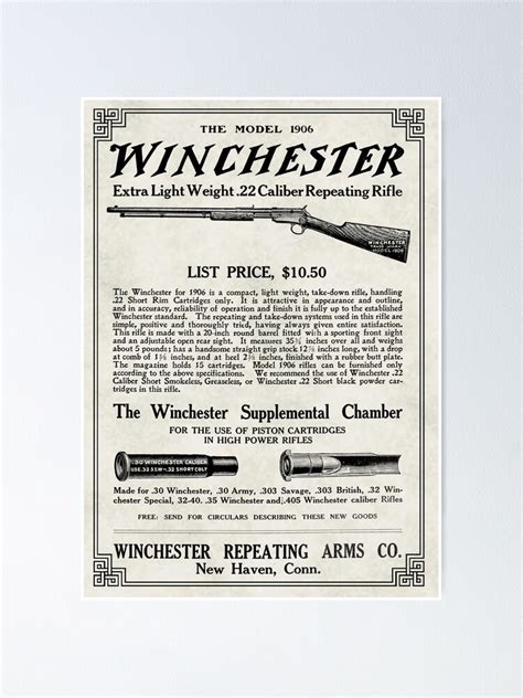 Vintage 1906 Winchester Rifle Advertising Art Poster By Mkkessel