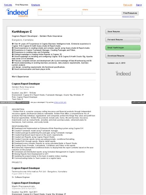 Intelligent cv is an app designed to help you create a completely personalized cv with all kinds of information. Cognos BI Report Developer Resume for 3 Years | Business Intelligence | Application Programming ...