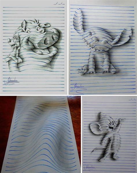 8 Best Opical Illusion Drawing On Lined Paper Images On Pinterest 3d