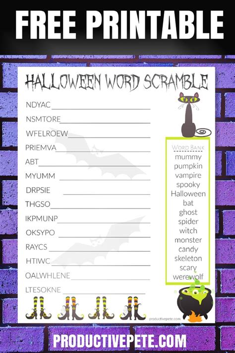 Halloween Scramble Words Printable