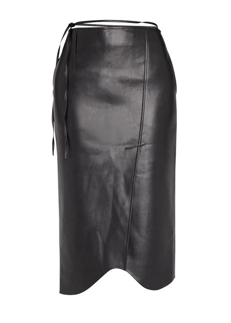 Wavy Faux Leather Midi Skirt Nina Takesh