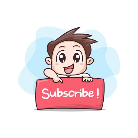 Premium Vector Boy With Board Sign Subscribe Illustration
