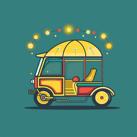 Ilustración vectorial del icono tuk tuk estilo de diseño plano Vector