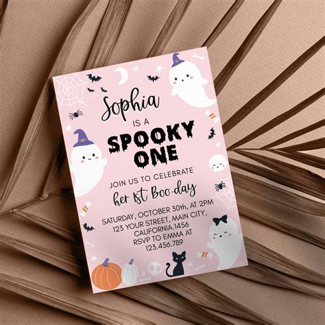 Editable Spooky One Birthday Invitation Halloween Invitation - Etsy