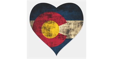 Grunge Colorado Flag Heart Sticker Zazzle