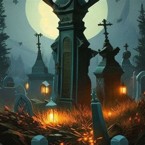 Ai Art Generator Demons In A Graveyard At Night