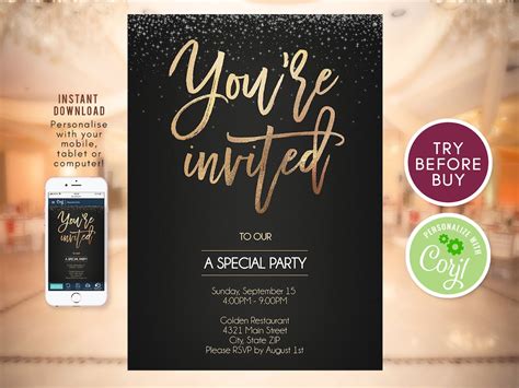 Youre Invited Invitation Template Instant Download Editable Business