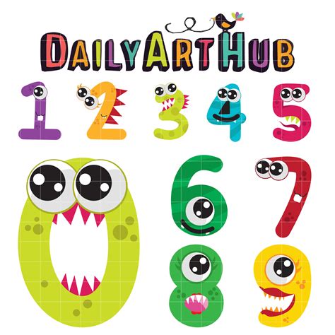 Cute Monster Numbers Clip Art Set Daily Art Hub