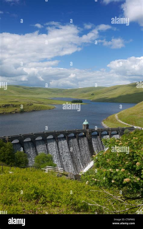 Craig Goch Dam With Water Flowing From Reservoir Elan Valley Near